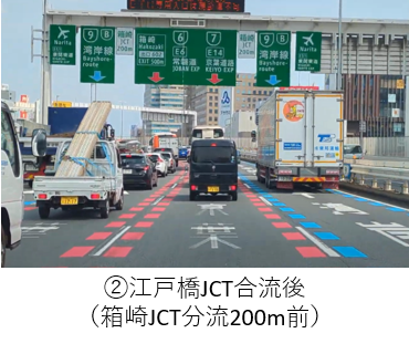 江戸橋JCT合流後（箱崎JCT分流200ｍ前）