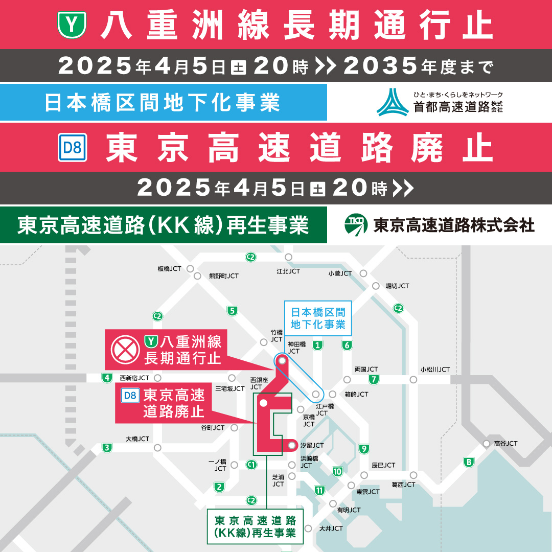 八重洲線長期通行止 東京高速道路廃止